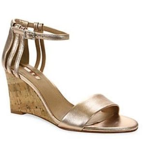 Tahari Rose Gold Cork Wedges